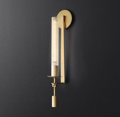 Delira Wandlamp Messing Geribbeld Glas