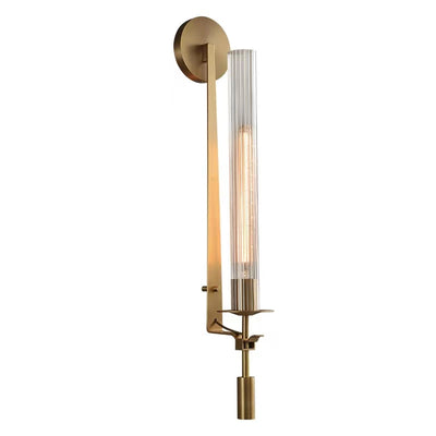 Delira Wandlamp Messing Geribbeld Glas