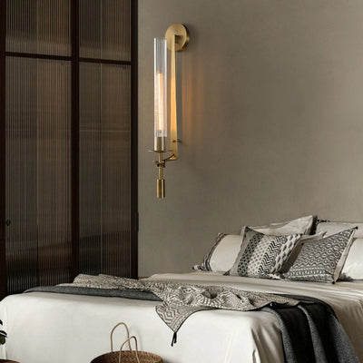 Delira Wandlamp Messing Geribbeld Glas