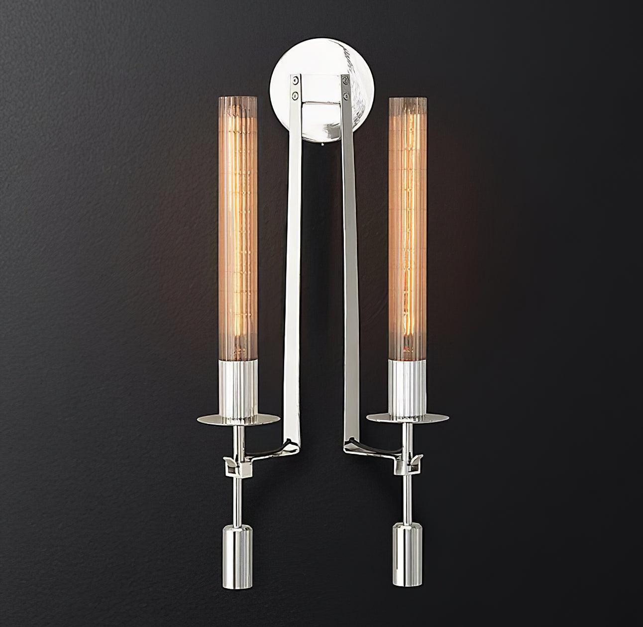Delira Wandlamp Messing Geribbeld Glas