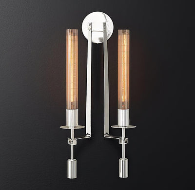 Delira Wandlamp Messing Geribbeld Glas