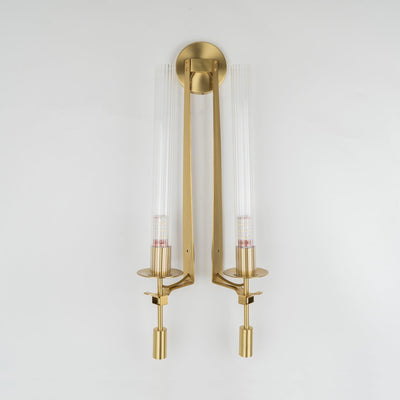Delira Wandlamp Messing Geribbeld Glas
