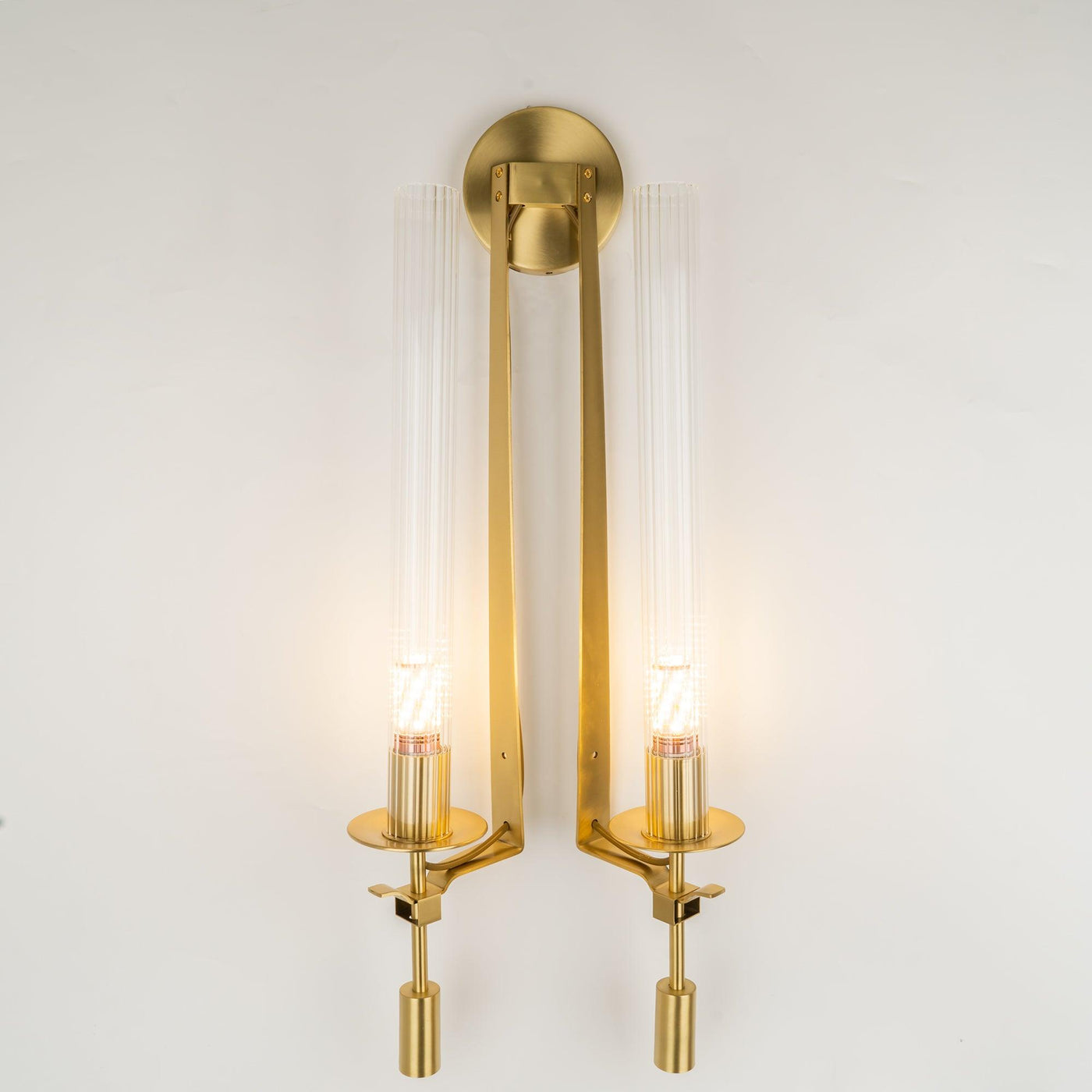 Delira Wandlamp Messing Geribbeld Glas