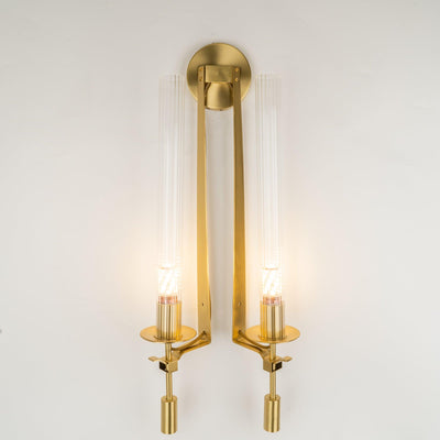 Delira Wandlamp Messing Geribbeld Glas