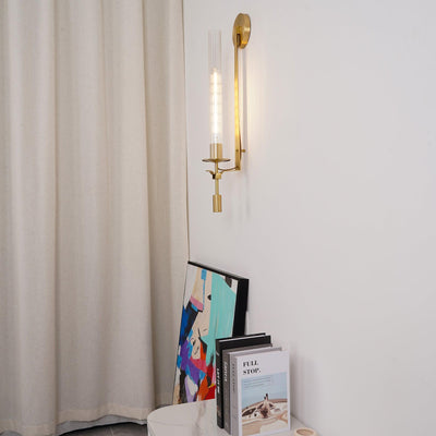 Delira Wandlamp Messing Geribbeld Glas