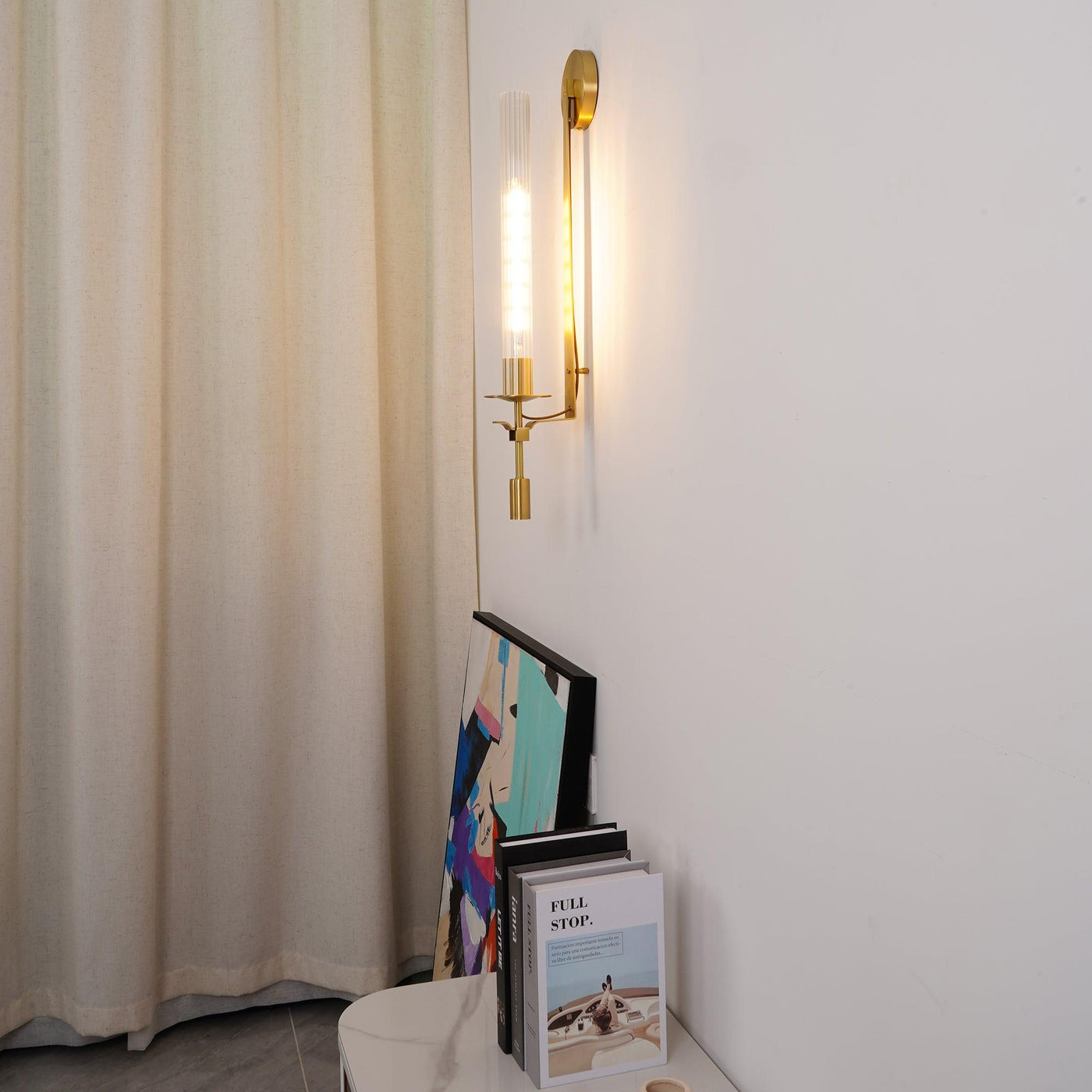Delira Wandlamp Messing Geribbeld Glas