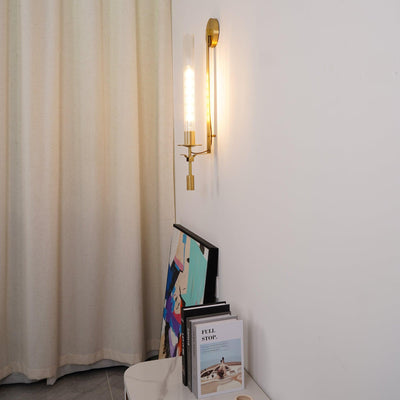 Delira Wandlamp Messing Geribbeld Glas