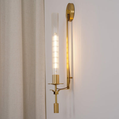 Delira Wandlamp Messing Geribbeld Glas