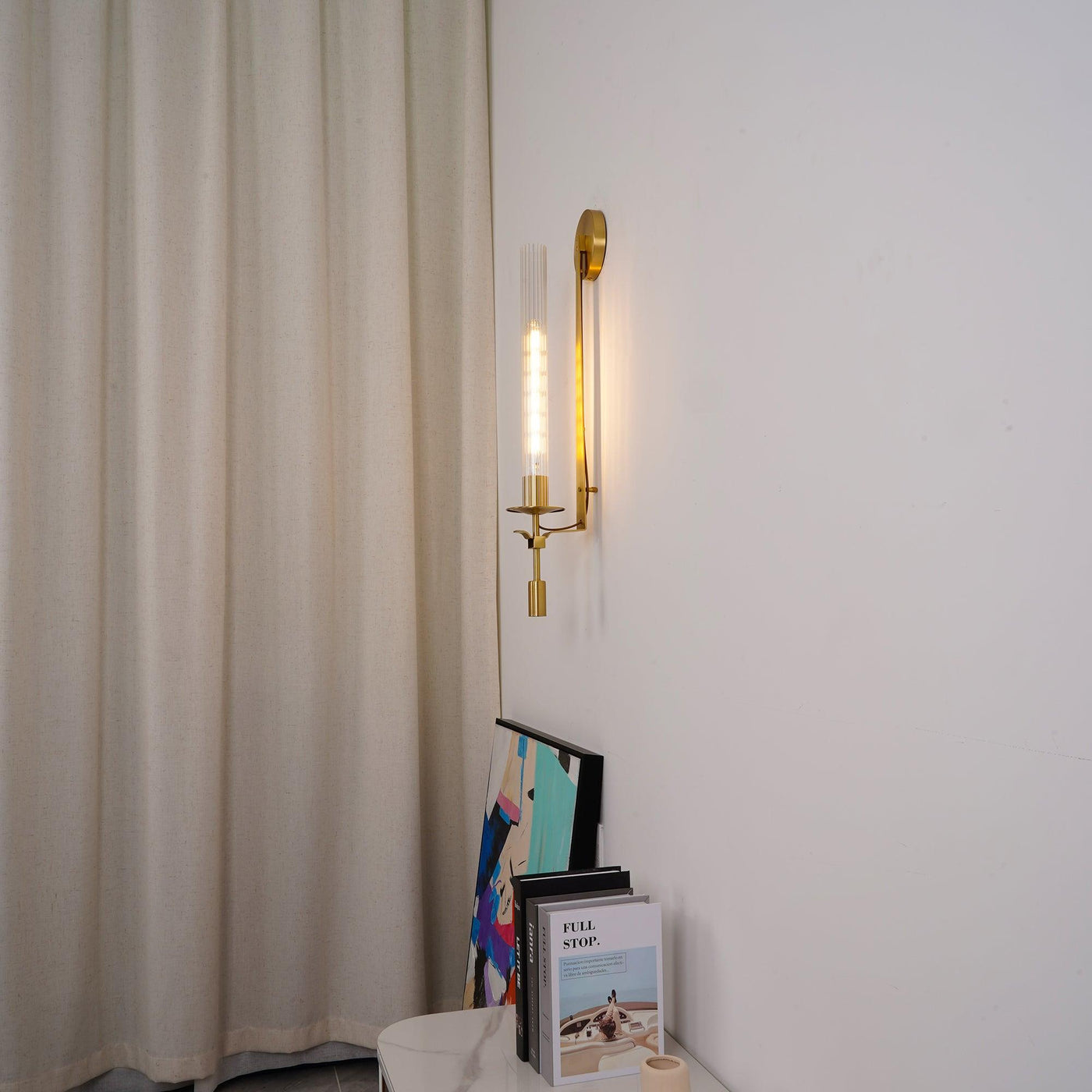 Delira Wandlamp Messing Geribbeld Glas