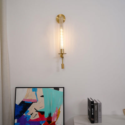 Delira Wandlamp Messing Geribbeld Glas