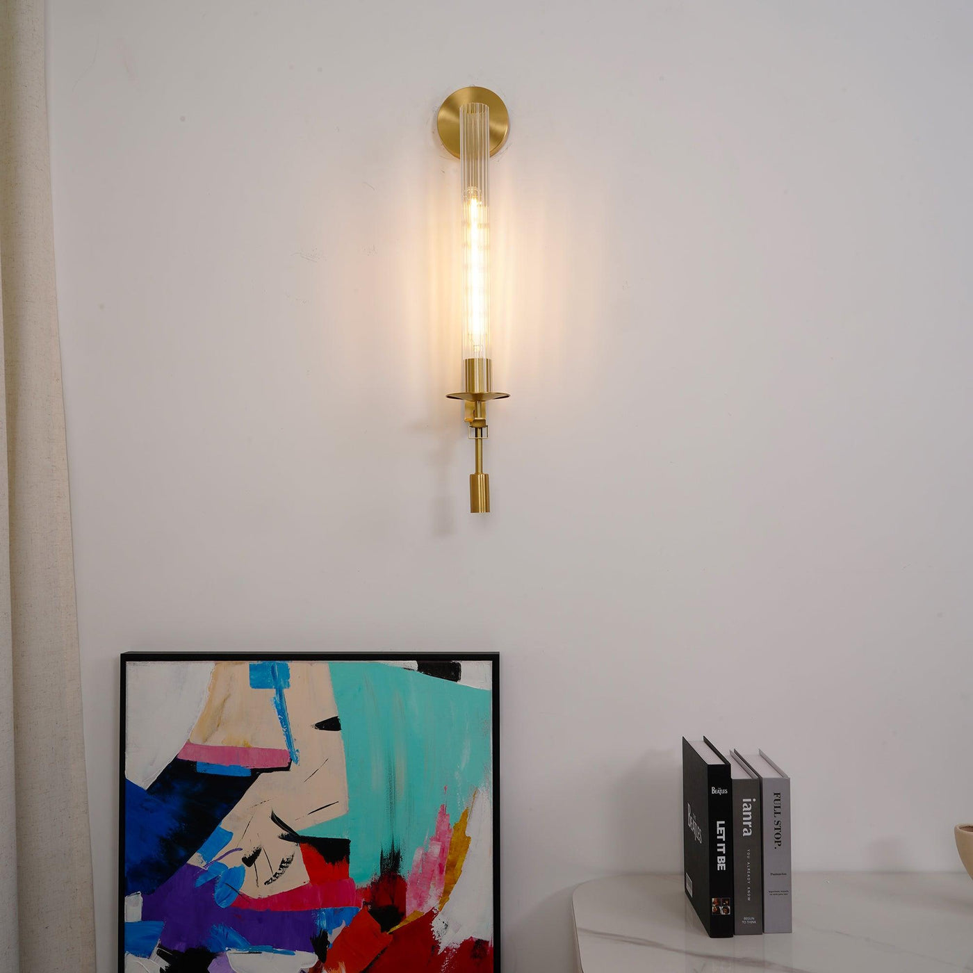 Delira Wandlamp Messing Geribbeld Glas