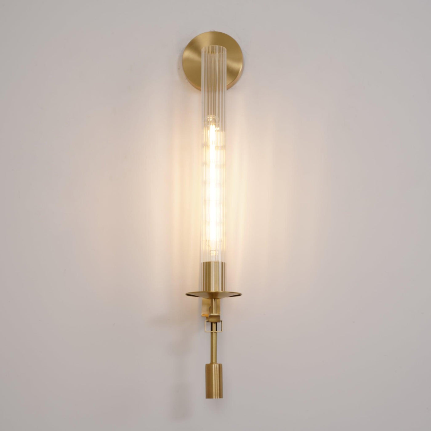 Delira Wandlamp Messing Geribbeld Glas