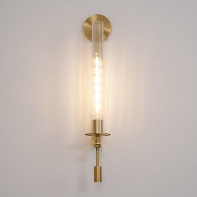Delira Wandlamp Messing Geribbeld Glas