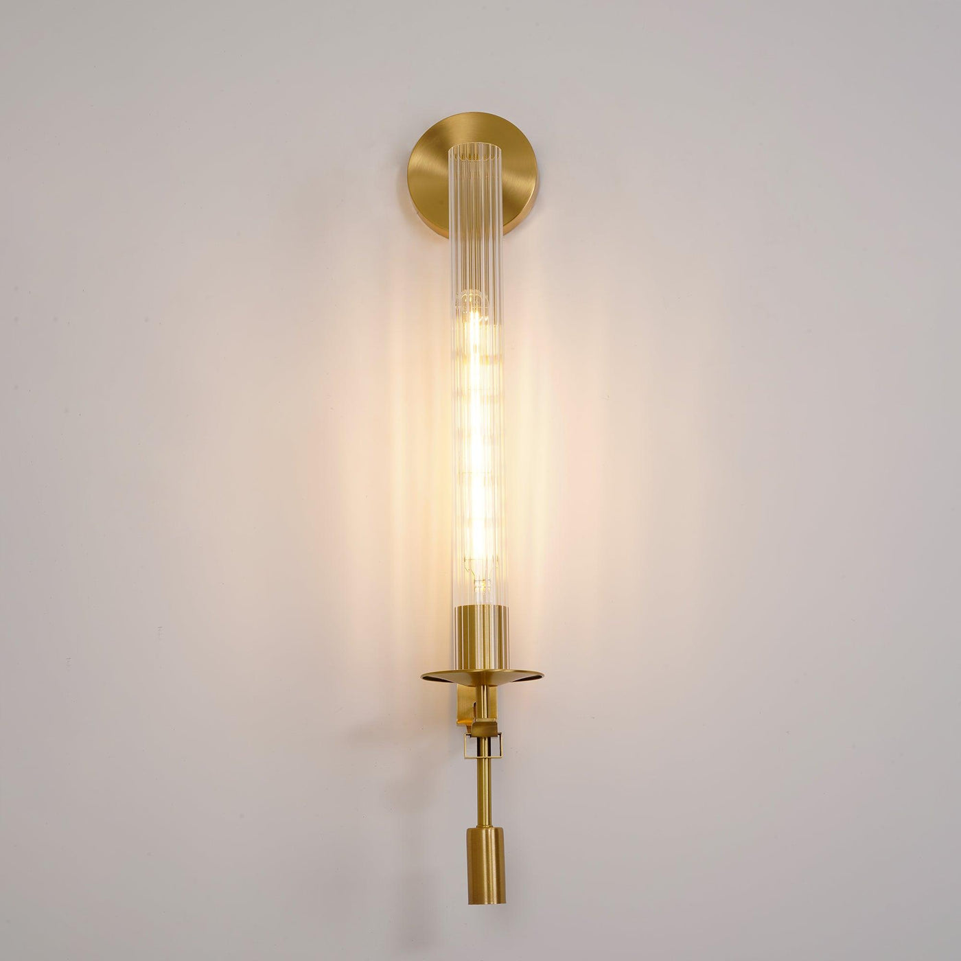 Delira Wandlamp Messing Geribbeld Glas
