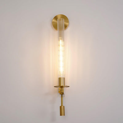 Delira Wandlamp Messing Geribbeld Glas