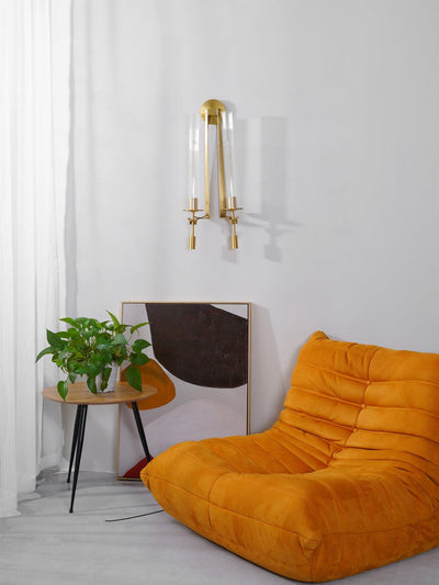 Delira Wandlamp Messing Geribbeld Glas