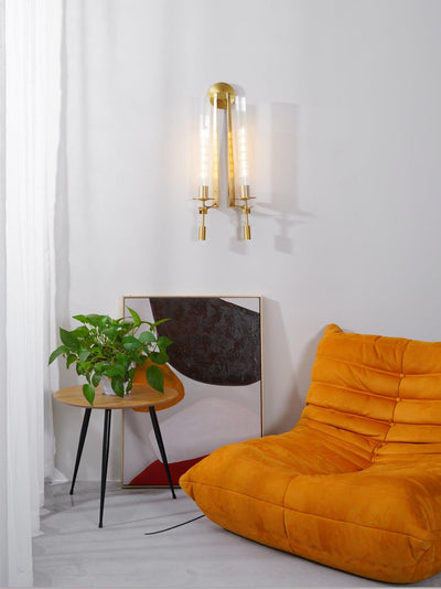 Delira Wandlamp Messing Geribbeld Glas