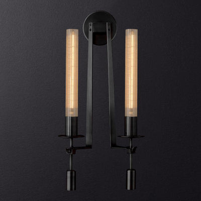 Delira Wandlamp Messing Geribbeld Glas
