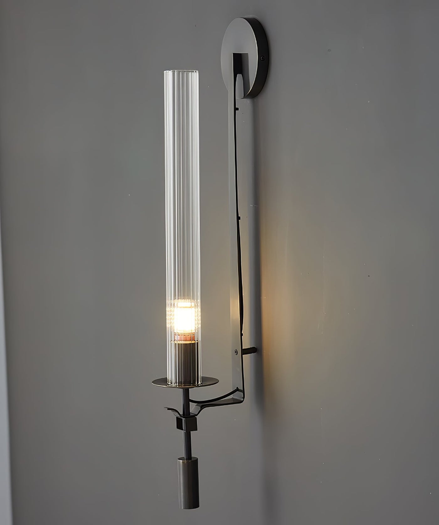 Delira Wandlamp Messing Geribbeld Glas