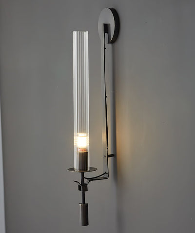 Delira Wandlamp Messing Geribbeld Glas