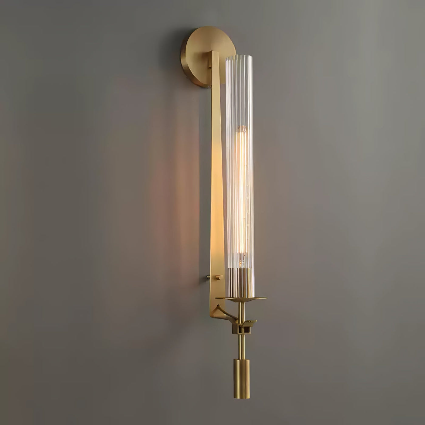 Delira Wandlamp Messing Geribbeld Glas