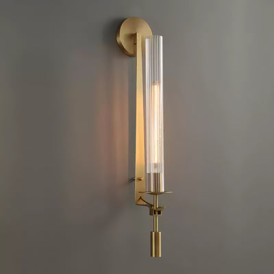 Delira Wandlamp Messing Geribbeld Glas