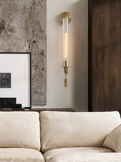 Delira Wandlamp Messing Geribbeld Glas