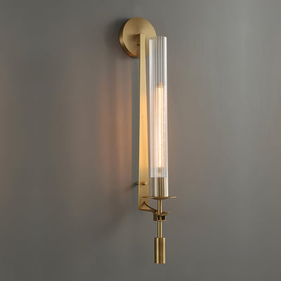 Delira Wandlamp Messing Geribbeld Glas