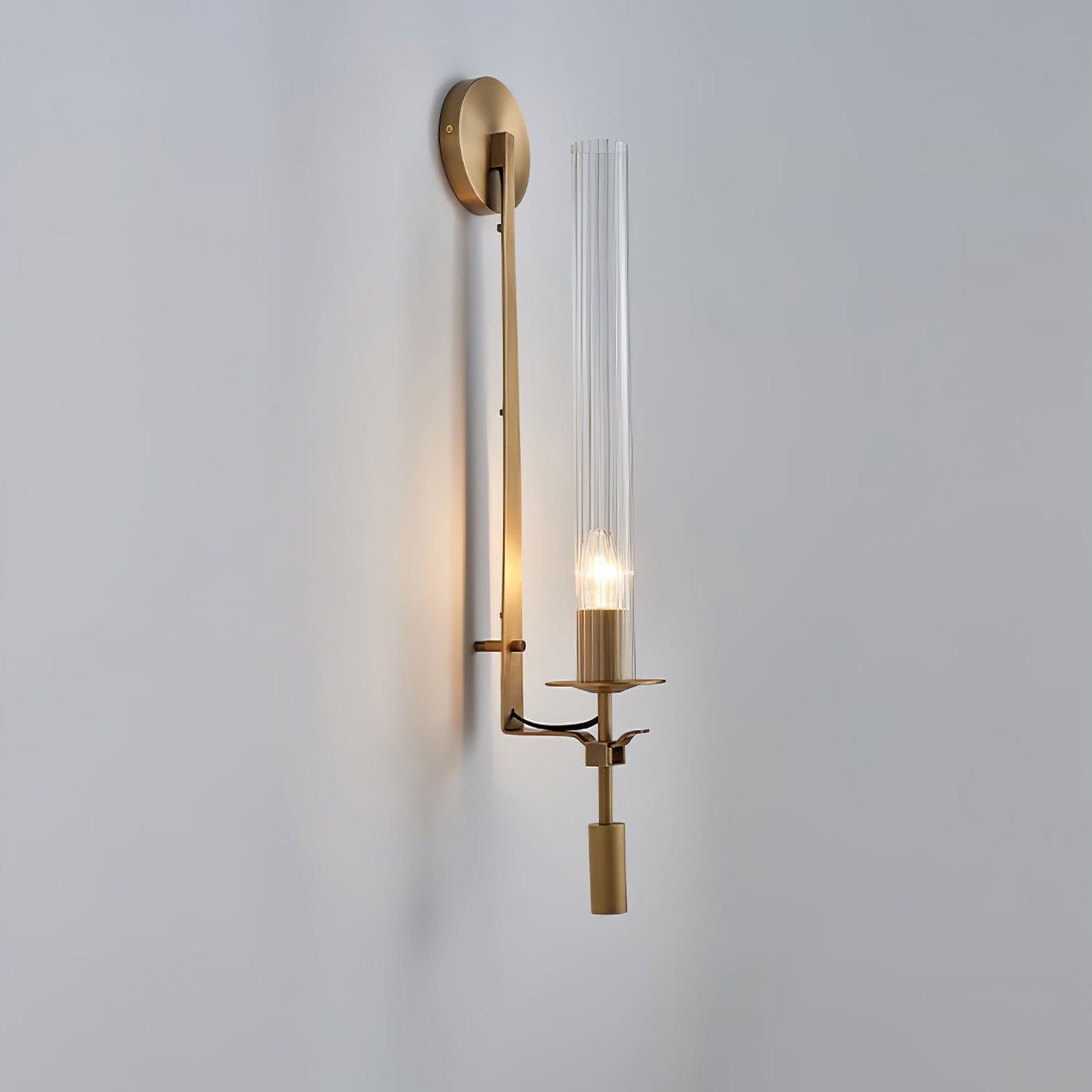 Delira Wandlamp Messing Geribbeld Glas
