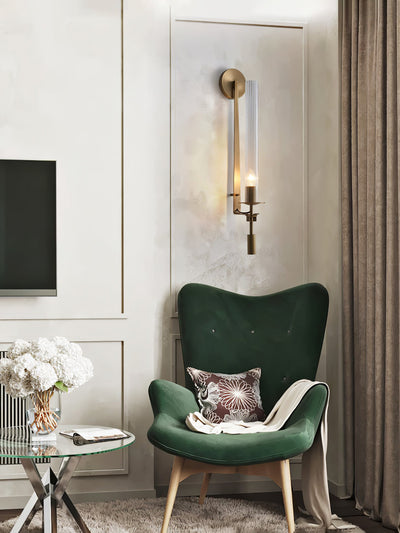 Delira Wandlamp Messing Geribbeld Glas