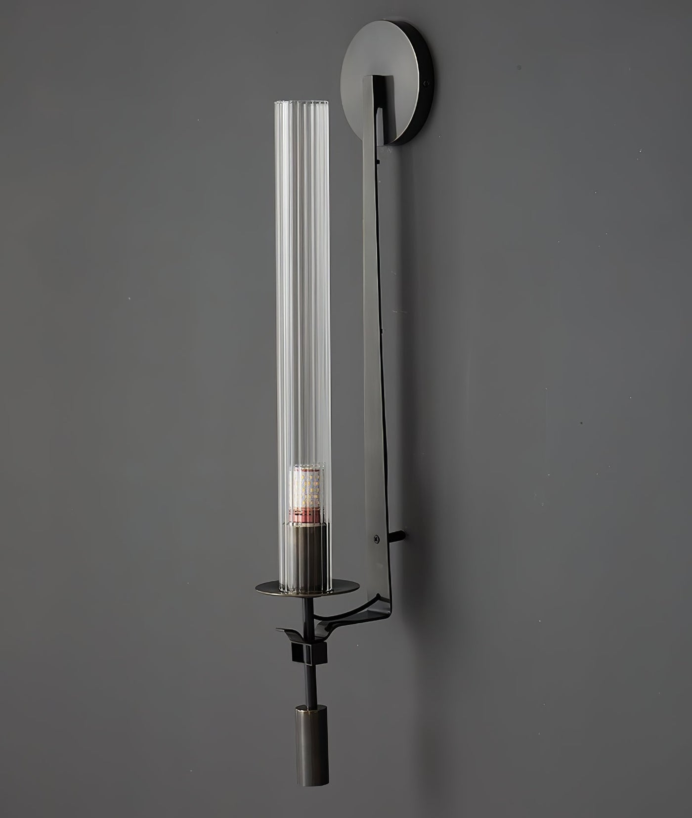 Delira Wandlamp Messing Geribbeld Glas