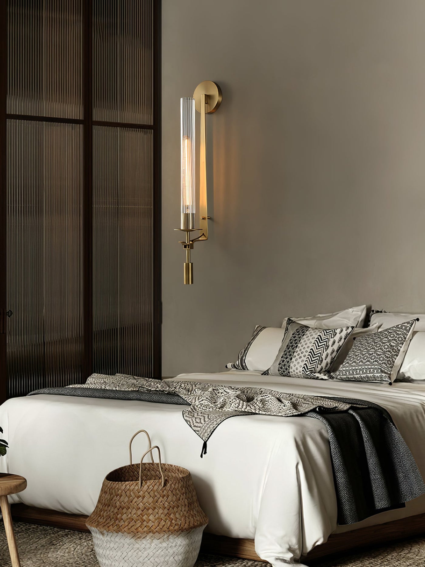 Delira Wandlamp Messing Geribbeld Glas