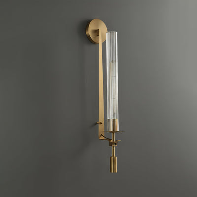 Delira Wandlamp Messing Geribbeld Glas