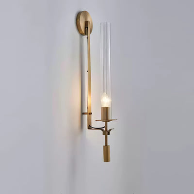 Delira Wandlamp Messing Geribbeld Glas