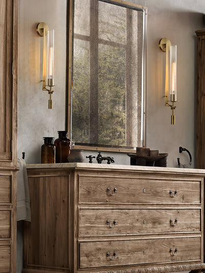Delira Wandlamp Messing Geribbeld Glas