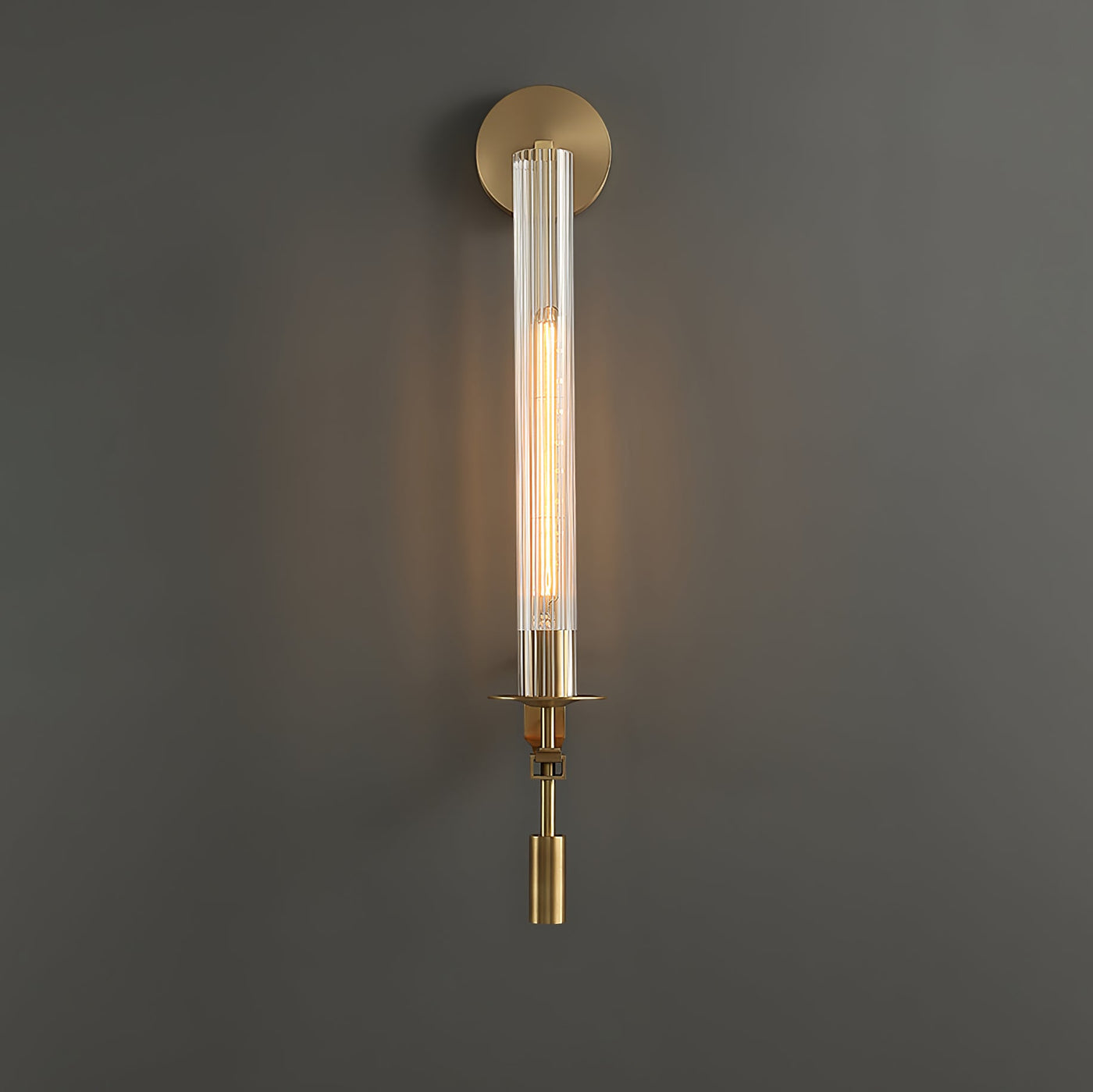Delira Wandlamp Messing Geribbeld Glas