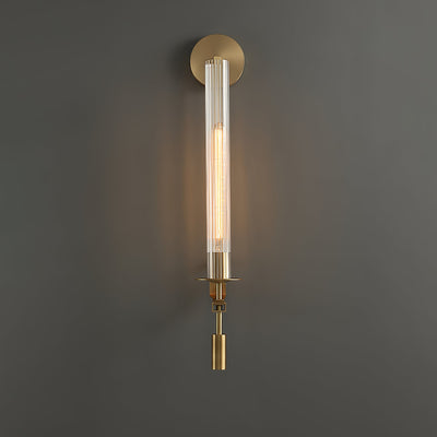 Delira Wandlamp Messing Geribbeld Glas