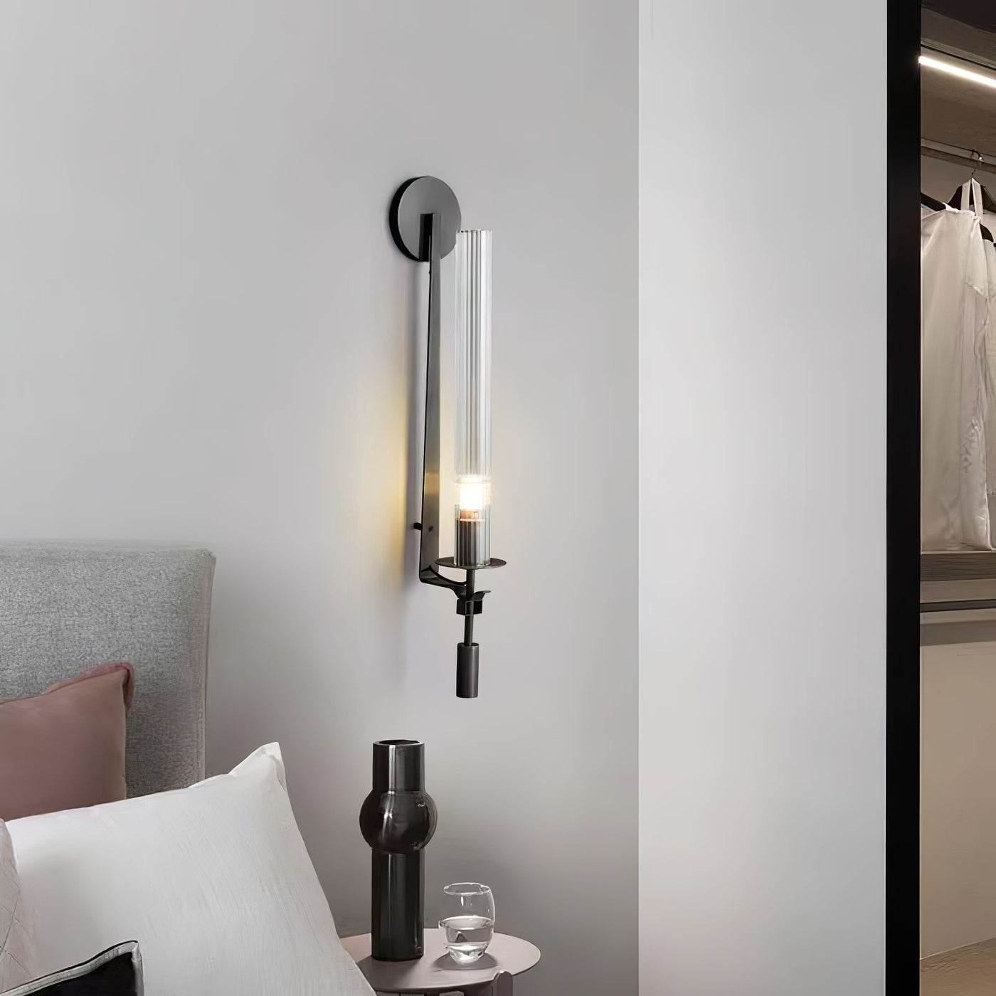 Delira Wandlamp Messing Geribbeld Glas