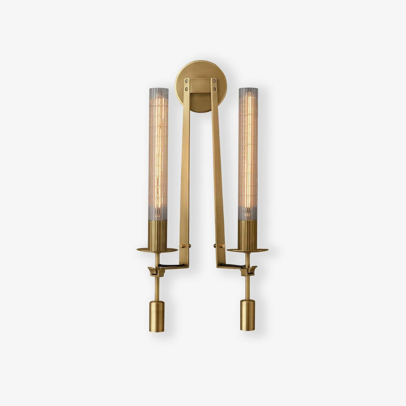 Delira Wandlamp Messing Geribbeld Glas