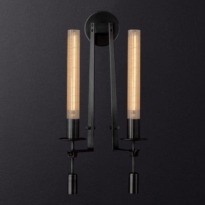 Delira Wandlamp Messing Geribbeld Glas
