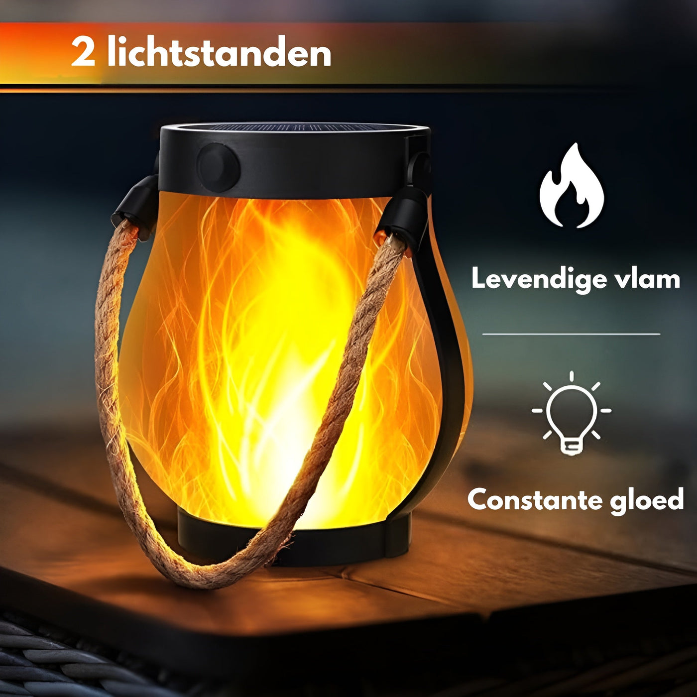 Delira Buitenlamp Vlameffect Sfeervol Licht Op Zonne-energie