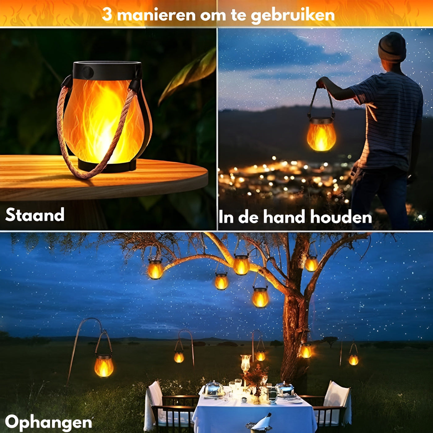 Delira Buitenlamp Vlameffect Sfeervol Licht Op Zonne-energie