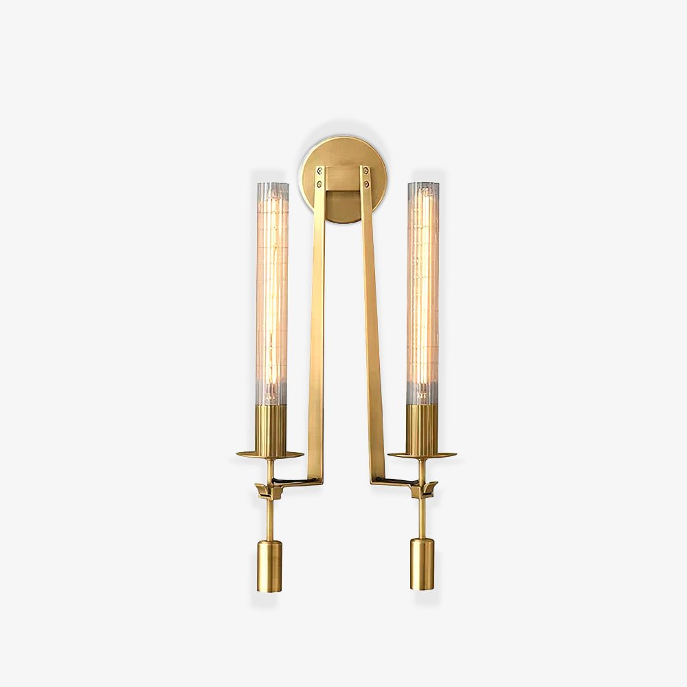 Delira Wandlamp Messing Geribbeld Glas