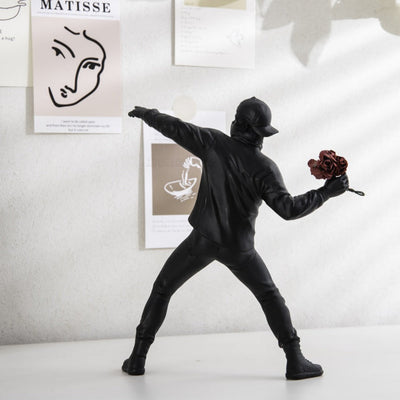 Delira Beeldje Man Met Bloemen Abstract Handgemaakt Object