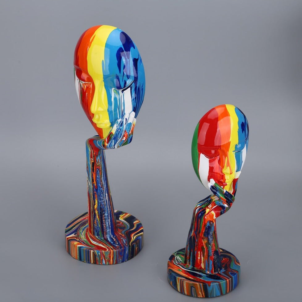 Delira Beeldje Abstract Gezicht Handbeschilderd Kunstobject