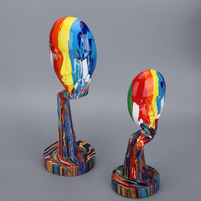 Delira Beeldje Abstract Gezicht Handbeschilderd Kunstobject