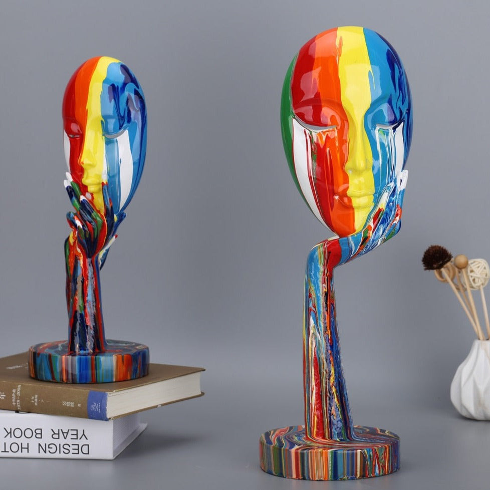 Delira Beeldje Abstract Gezicht Handbeschilderd Kunstobject