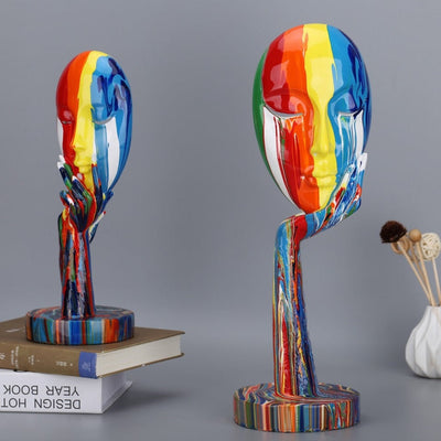 Delira Beeldje Abstract Gezicht Handbeschilderd Kunstobject