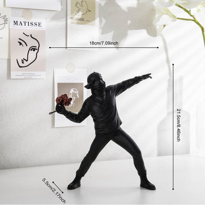 Delira Beeldje Man Met Bloemen Abstract Handgemaakt Object