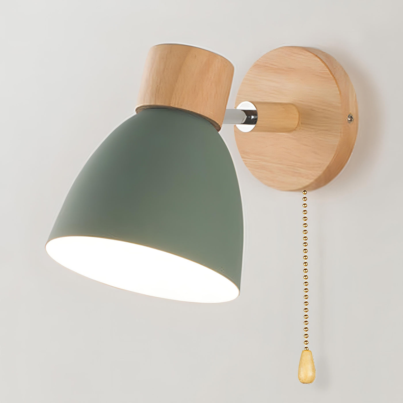 Delira Wandlamp Hout Metaal met Trekkoord